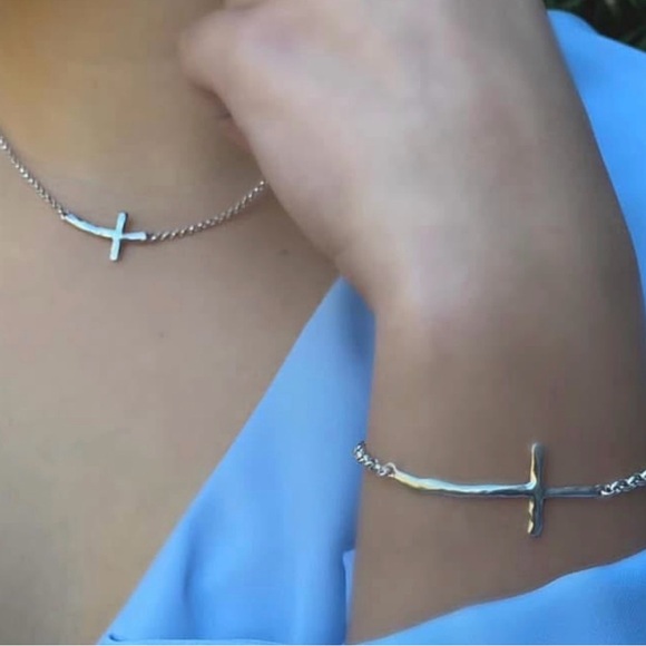 Grace & Heart Sterling Silver Eternal Cross
Necklace & Bracelet Set - Picture 2 of 3